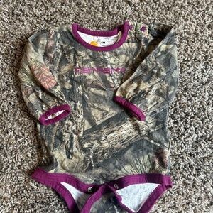 Carhartt Camo and Purple Trim Baby Bodysuit